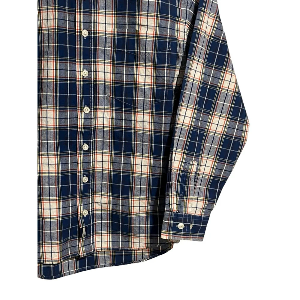 Old Navy Boys Red White Blue Plaid Button Up Shirt Large